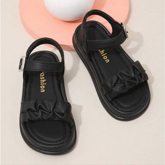 FASHION GIRLS' LIGHTWEIGHT SKIN-FRIENDLY CASUAL KIDS STYLE  FOLD DETAIL SANDAL - Picture 5 of 15